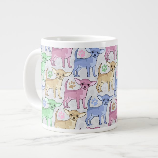 Chihuahua-Liebhaber-buntes Muster Jumbo-Tasse (Vorderseite Links)