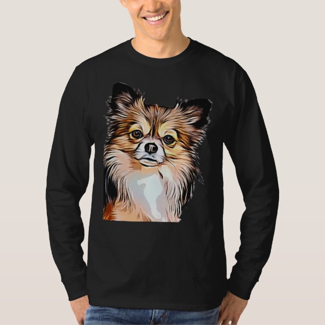 Chihuahua Long Coat Tri Color T-Shirt (Vorderseite)