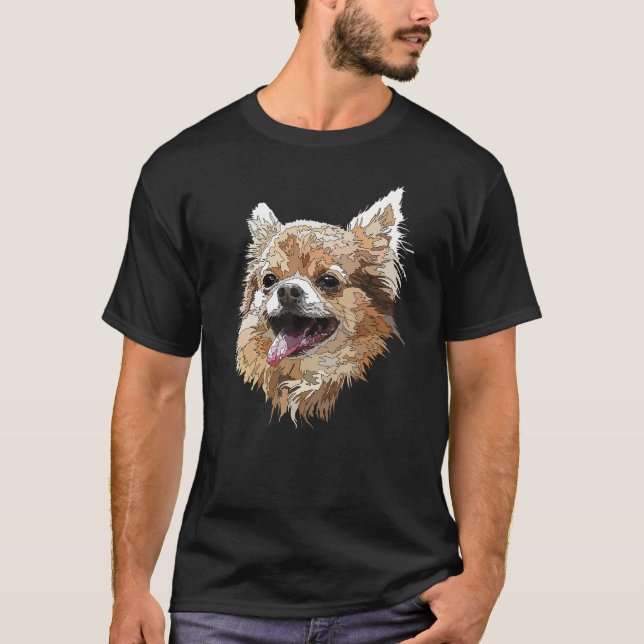 Chihuahua Long Hair Chihuahua Long hatte Chiwawa T-Shirt (Vorderseite)