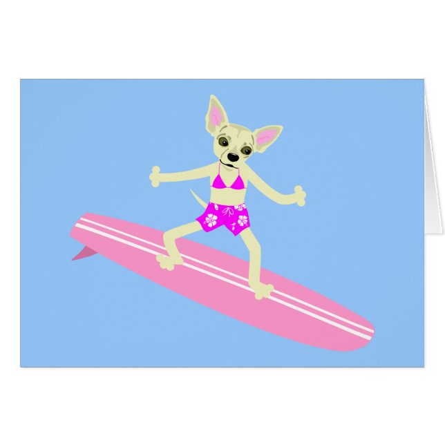 Chihuahua Longboard Surfer-Mädchen (Vorderseite (Horizontal))