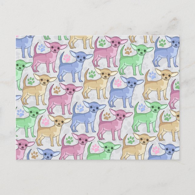 Chihuahua Lover farbenfrohe Muster Postkarte (Vorderseite)