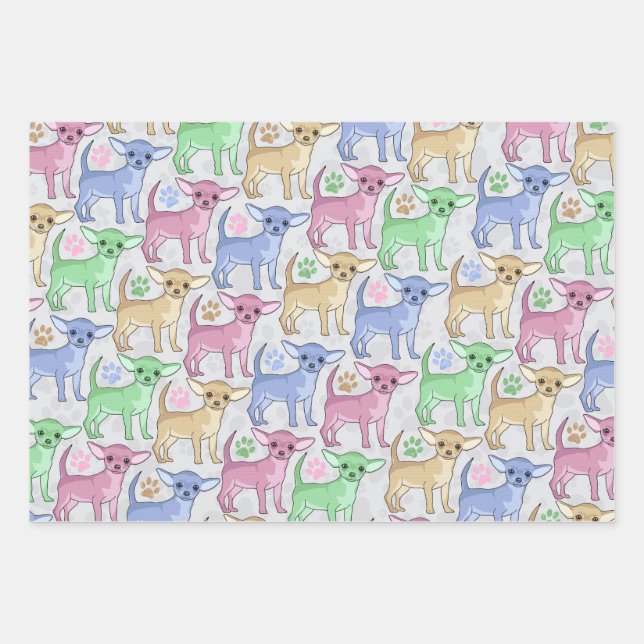 Chihuahua-Lover-Muster Geschenkpapier Set (Vorderseite)