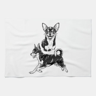 Chihuahua Lover's Delight Dynamic Duo in Black Geschirrtuch