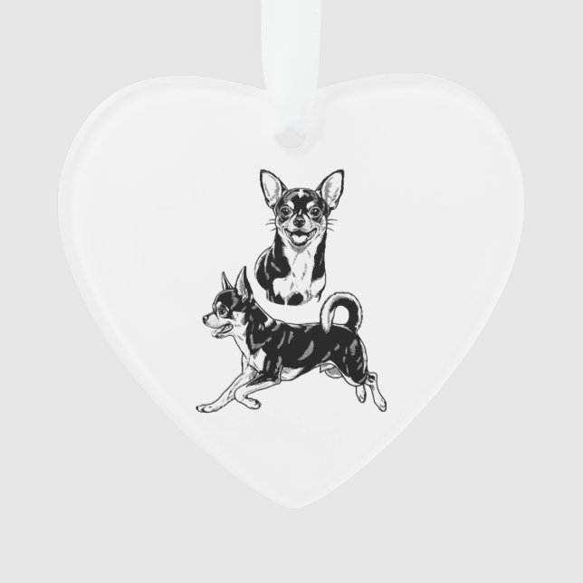 Chihuahua Lover's Delight Dynamic Duo in Black Ornament (Vorderseite)