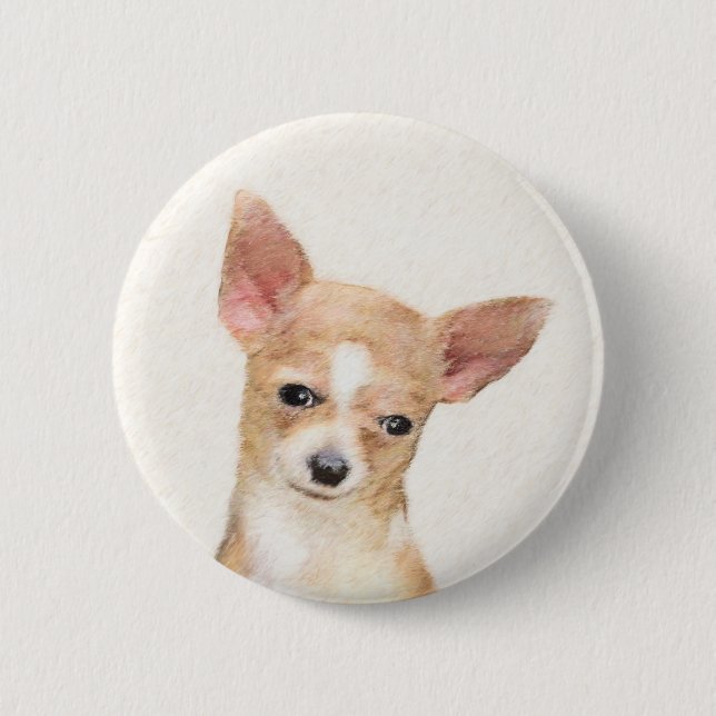 Chihuahua-Malerei - Niedliche Original-Hundkunst Button (Vorderseite)