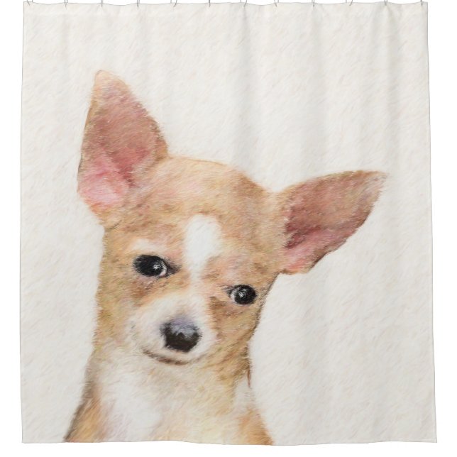 Chihuahua-Malerei - Niedliche Original-Hundkunst Duschvorhang (Vorderseite)