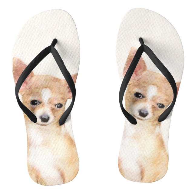 Chihuahua-Malerei - Niedliche Original-Hundkunst Flip Flops (Fußbett)
