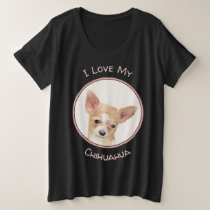 Chihuahua-Malerei - Niedliche Original-Hundkunst Große Größe T-Shirt