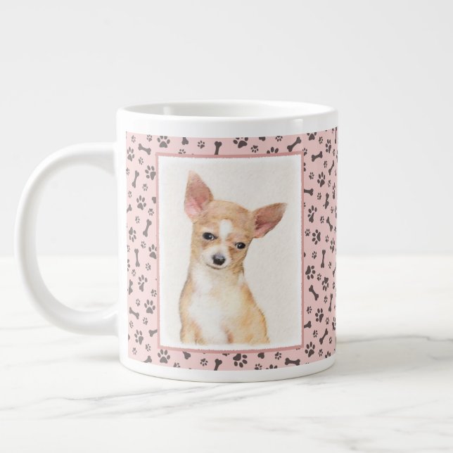 Chihuahua-Malerei - Niedliche Original-Hundkunst Jumbo-Tasse (Links)