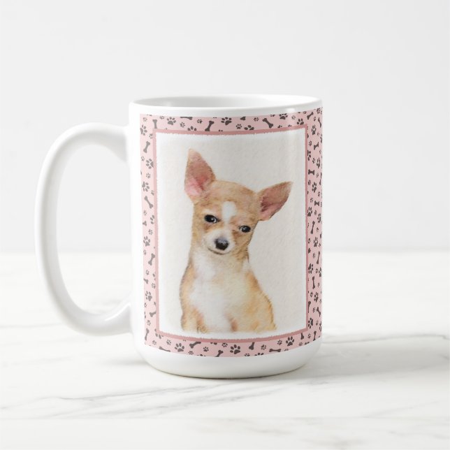 Chihuahua-Malerei - Niedliche Original-Hundkunst Kaffeetasse (Links)