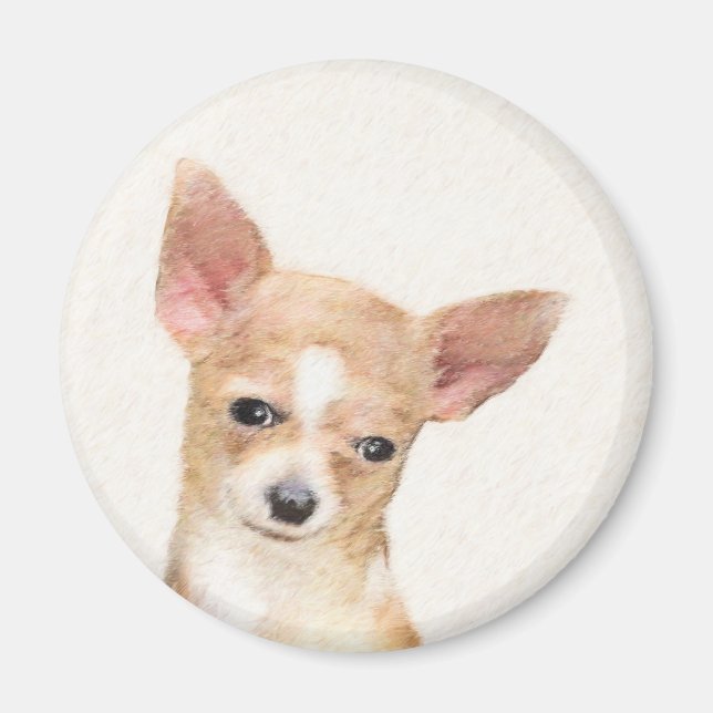 Chihuahua-Malerei - Niedliche Original-Hundkunst Magnet (Vorne)