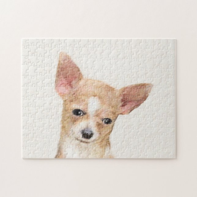 Chihuahua-Malerei - Niedliche Original-Hundkunst Puzzle (Horizontal)