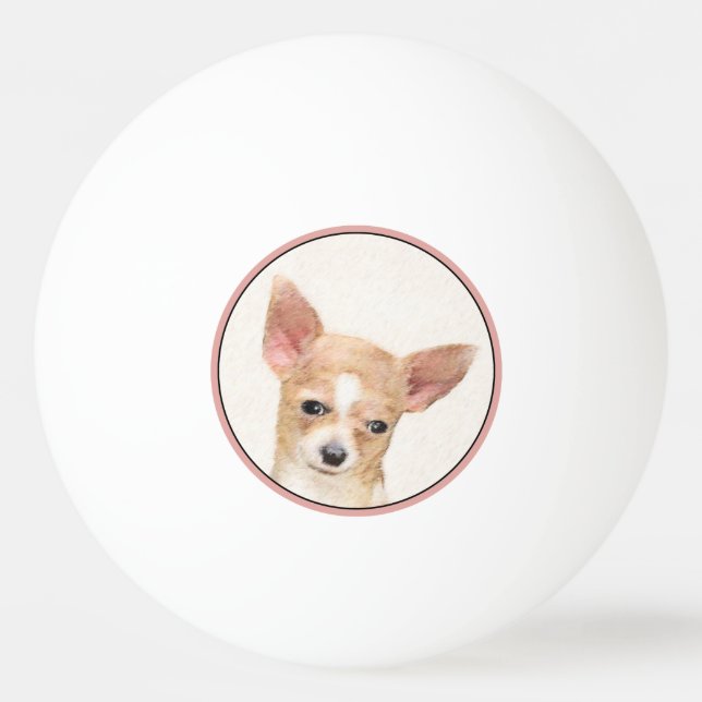 Chihuahua-Malerei - Niedliche Original-Hundkunst Tischtennisball (Vorderseite)