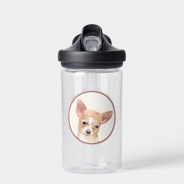 Chihuahua-Malerei - Niedliche Original-Hundkunst Trinkflasche (Vorne)