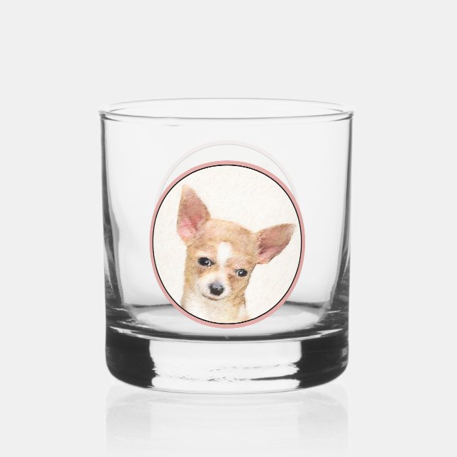Chihuahua-Malerei - Niedliche Original-Hundkunst Whiskyglas (Vorderseite)
