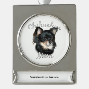 Chihuahua Mama 2 Banner-Ornament Silber