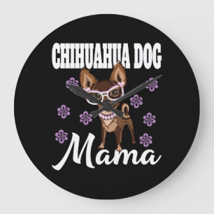 Chihuahua-Mama Große Wanduhr