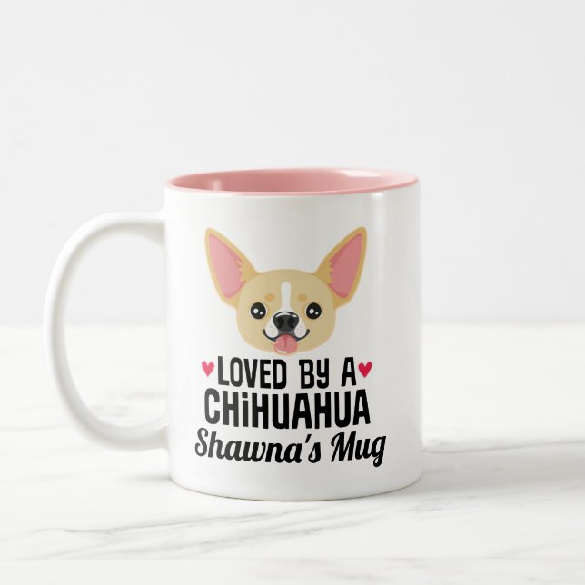 Chihuahua Mama Hund Lover Girl Zweifarbige Tasse (Links)