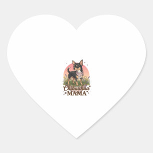Chihuahua Mama Hund Rosa Blumen-Halstuch_1 Herz-Aufkleber