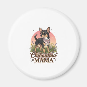 Chihuahua Mama Hund Rosa Blumen-Halstuch_1 Magnet