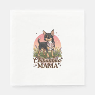 Chihuahua Mama Hund Rosa Blumen-Halstuch_1 Serviette