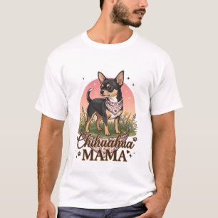 Chihuahua Mama Hund Rosa Blumen-Halstuch_1 T-Shirt
