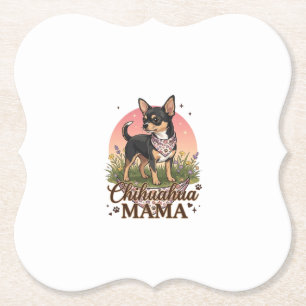 Chihuahua Mama Hund Rosa Blumen-Halstuch_1 Untersetzer