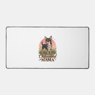 Chihuahua Mama Hund Rosa Blumenbandana_1 Schreibtischunterlage