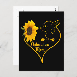 Chihuahua-Mama mit Sonnenblumen-Muttertag Postkarte