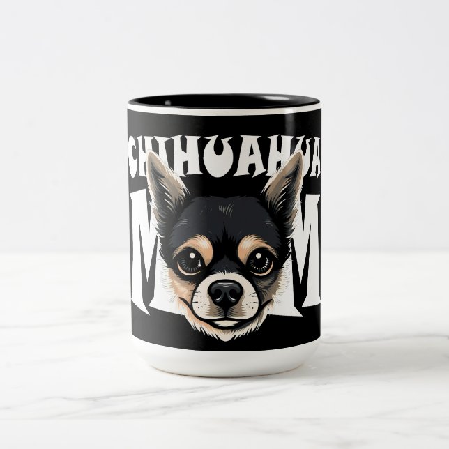 Chihuahua Mama Niedlich Chihuahua Momma Puppy Dog Zweifarbige Tasse (Mittel)