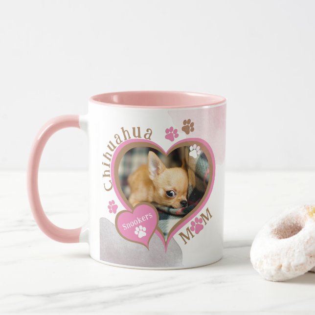 Chihuahua Mama Personalisiertes Foto Tasse (Mit Donut)