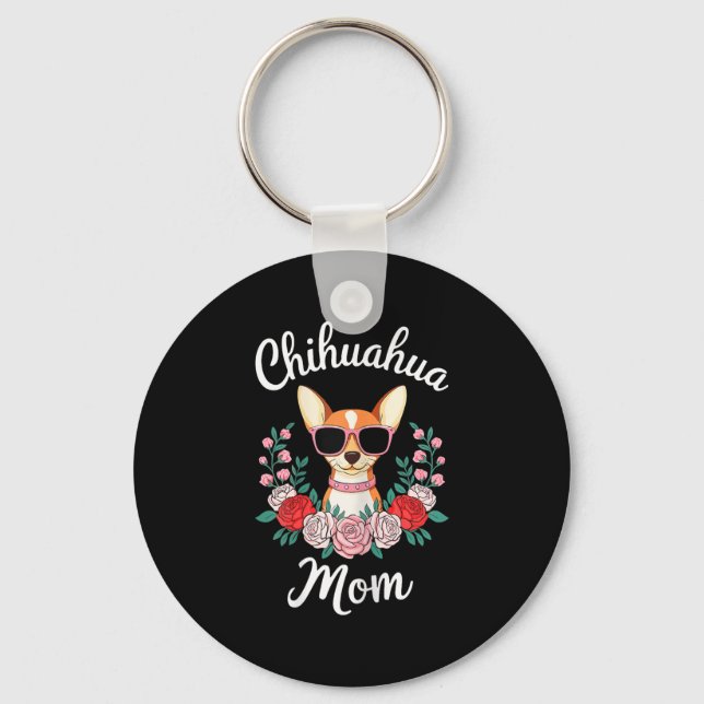 Chihuahua Mama Shirt Frauen Chihuahua Besitzermütt Schlüsselanhänger (Vorderseite)