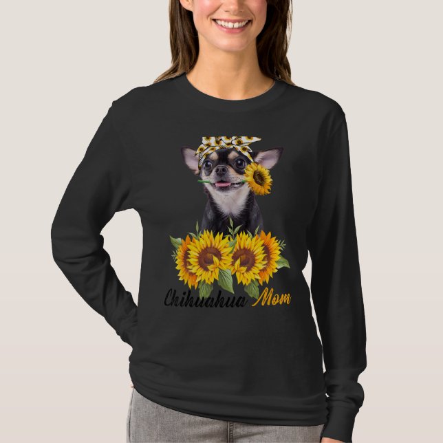 Chihuahua Mama Sonnenblume Sommer Dog Mama Mama Wo T-Shirt (Vorderseite)