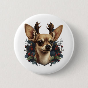 Chihuahua Merry Christmas X-Mas Tree Niedlich Button