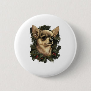 Chihuahua Merry Christmas X-Mas Tree Niedlich Button
