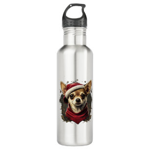 Chihuahua Merry Christmas X-Mas Tree Niedlich Edelstahlflasche