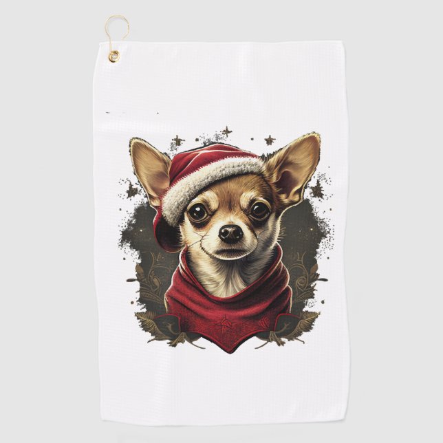 Chihuahua Merry Christmas X-Mas Tree Niedlich Golfhandtuch (Vorderseite)