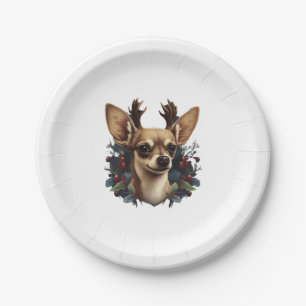 Chihuahua Merry Christmas X-Mas Tree Niedlich Pappteller