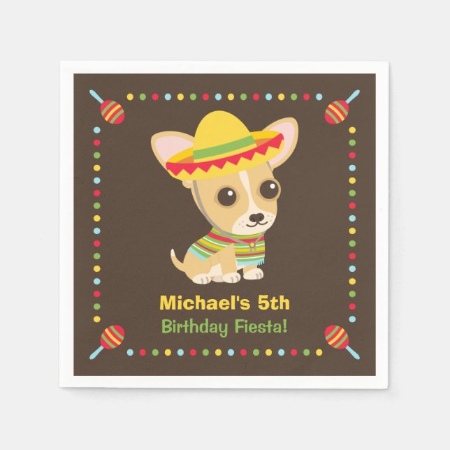 Chihuahua Mexican Kids Fiesta Party Supplies Serviette (Vorderseite)