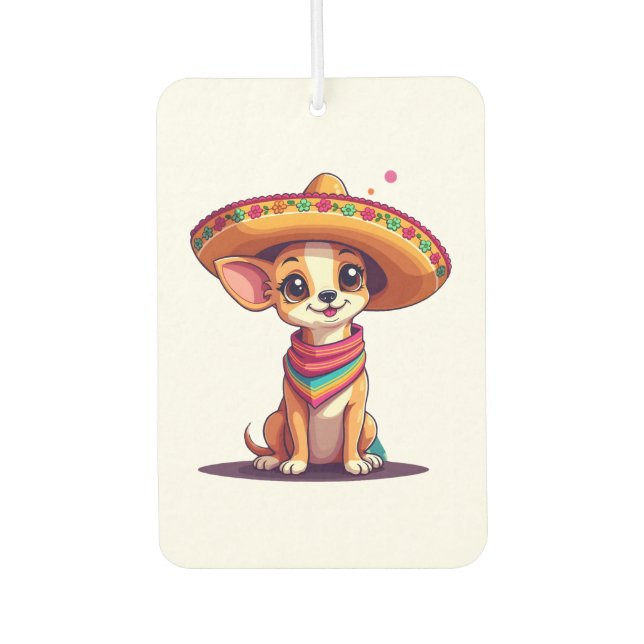 Chihuahua  Mexico  Cinco de Mayo  Funny Dog   (4) Autolufterfrischer (Vorderseite)