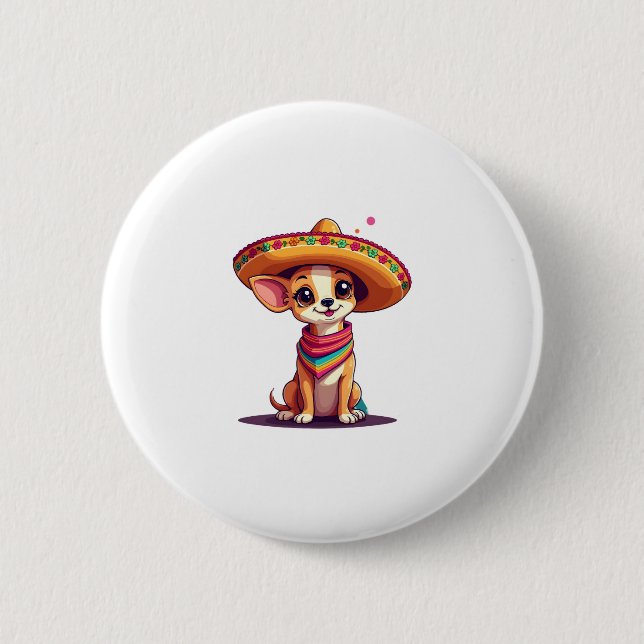 Chihuahua Mexico Cinco de Mayo Funny Dog (4) Button (Vorderseite)
