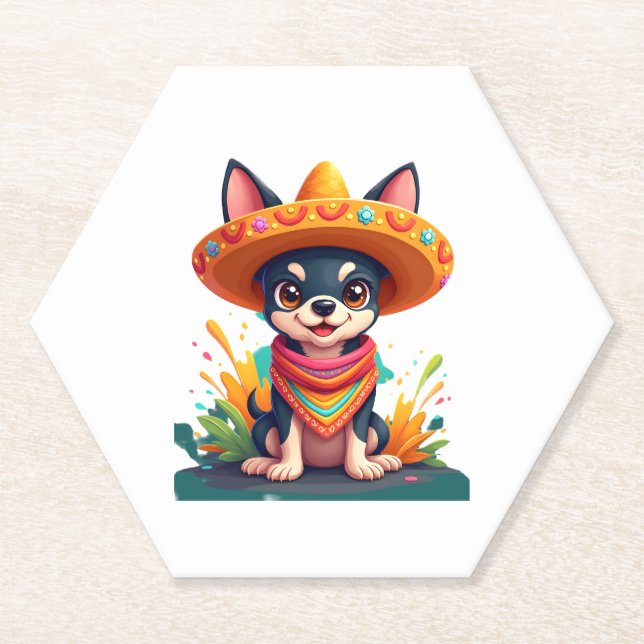 Chihuahua Mexico Cinco de Mayo Funny Dog (5) Untersetzer (Vorderseite)