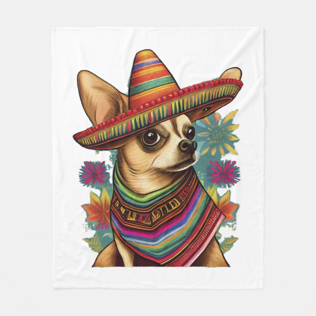 Chihuahua Mexico Cinco de Mayo Funny Dog Fleecedecke (Vorderseite)