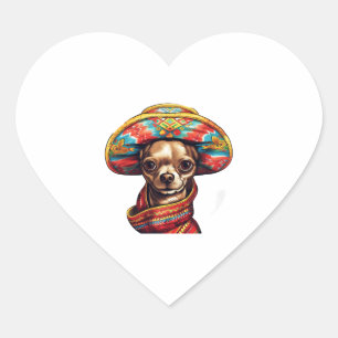 Chihuahua Mexico Cinco de Mayo Funny Dog Herz-Aufkleber