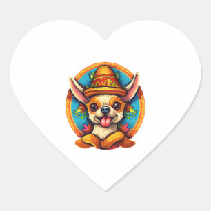 Chihuahua Mexico Cinco de Mayo Funny Dog Herz-Aufkleber