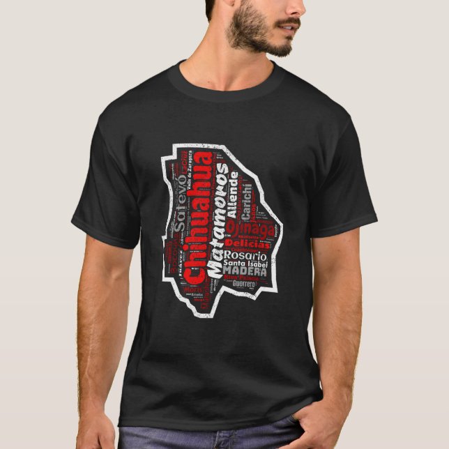 Chihuahua Mexico Mapa Municipios Mexican State T-Shirt (Vorderseite)