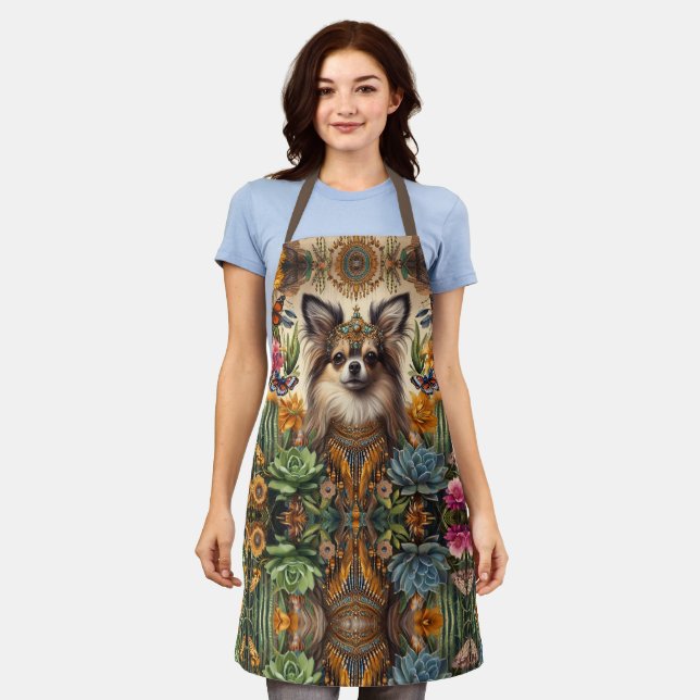 Chihuahua Mexikanische Ureinwohner Blume Muster Sc Schürze (Getragen)