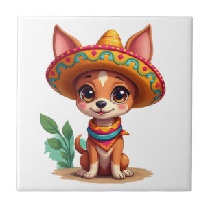 Chihuahua Mexiko Cinco de Mayo Lustiger Hund Fliese