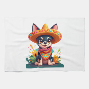 Chihuahua Mexiko Cinco de Mayo Lustiger Hund Geschirrtuch