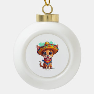 Chihuahua Mexiko Cinco de Mayo Lustiger Hund Keramik Kugel-Ornament